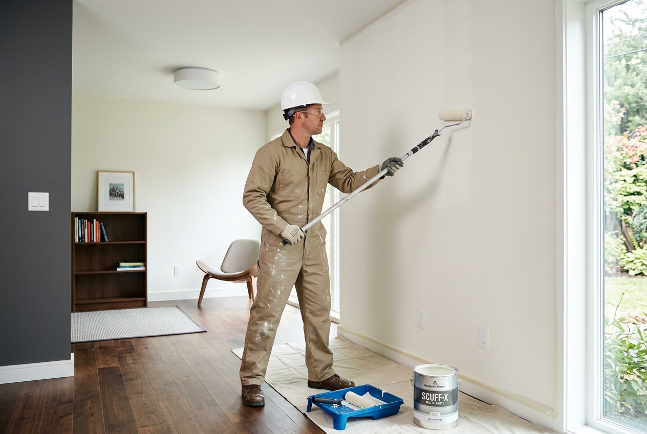 Painter painting clean walls